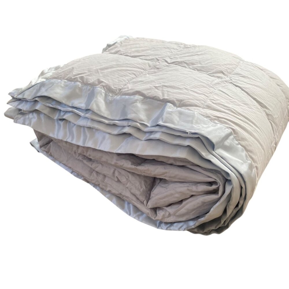 White Goose Down Comforter Queen‎ Size Cotton Cover Warm Blanket Satin Trim - Picture 4 of 8